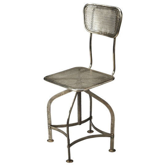 Butler Pershing Modern Industrial Chic Iron and Steel Swivel Chair in Metalwork Finish - Gray