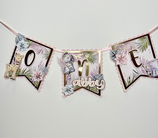 Safari Banner, 1st Birthday, High Chair Banner, One Baby Girl One Birthday Photo Shoot, First