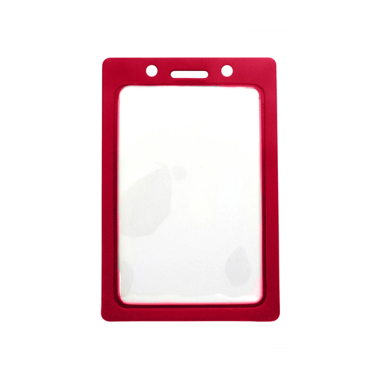 Color Badge Holder - Free Shipping Vertical Red Border With Clear Vinyl Window Protector For Single Credit Card Size