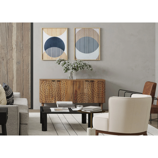 Aurelle Home Modern Solid Mango Wood Carved Sideboard