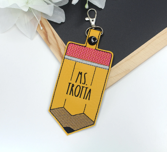Id Badge Holder, Pencil Personalized Vertical Card Protector Case, Lanyard Accessory, Teacher Gift