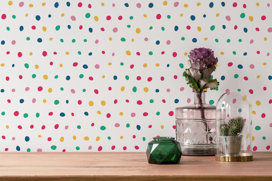 Colorful Polka Dot Removable Wallpaper/Dotted Peel & Stick - Self-Adhesive Or Traditional
