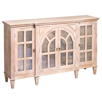 64 Inch Windowpane Glass Doors Buffet Sideboard