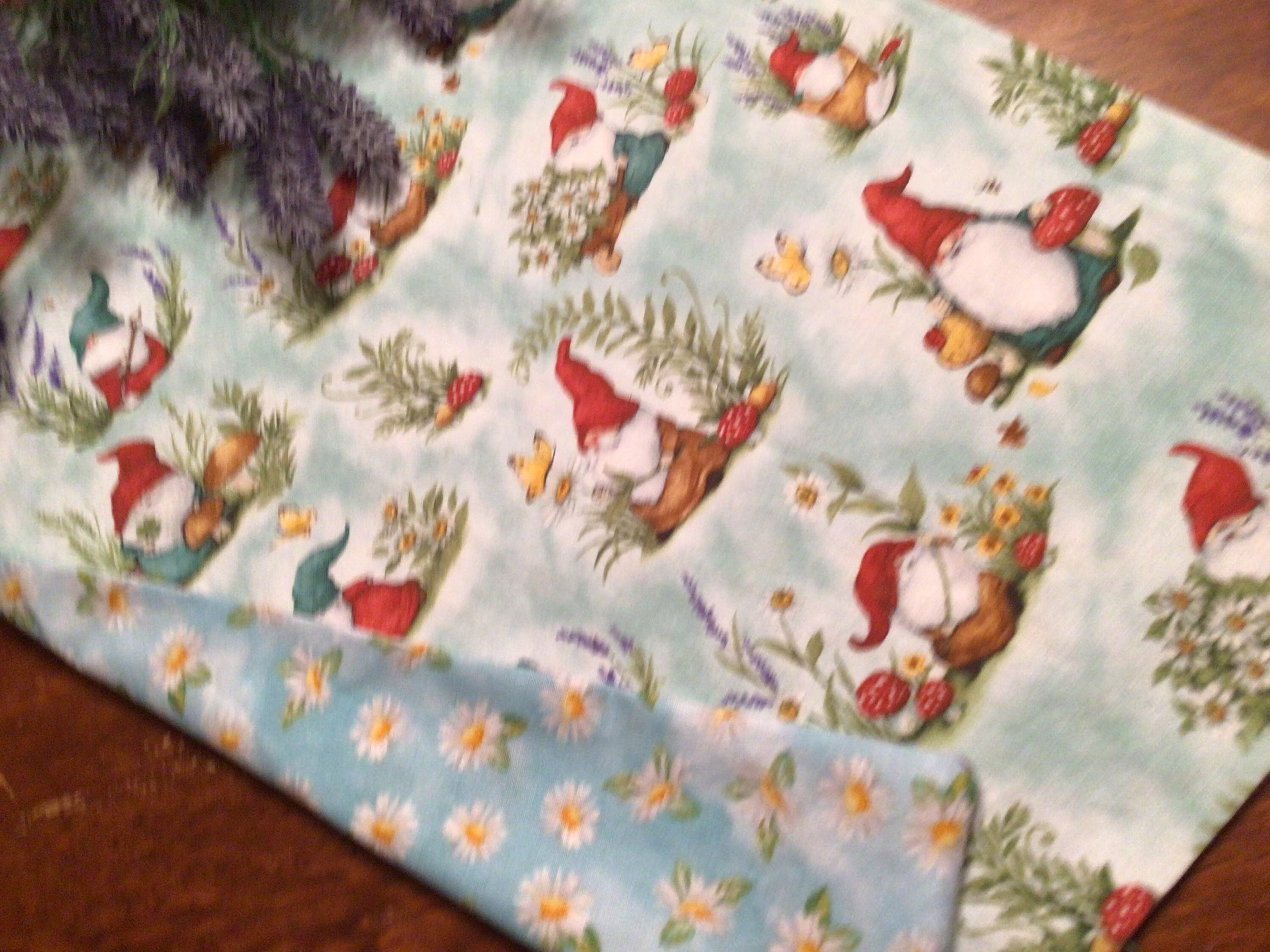 Easter Gnome Table Runner Spring Table Runner, Country Spring Daisy