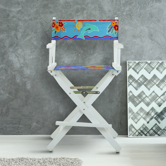 24" Director's Chair White Frame-Tropical Sea - 23"W x 19"D x 39.5"H