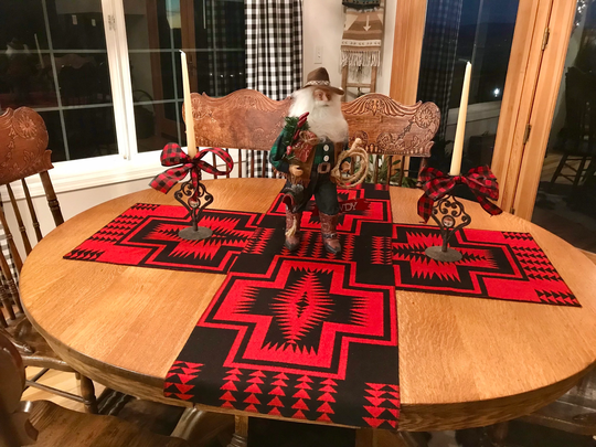 Walking Rock Red Table Runner-Custom Made Of Oregon Wool-Western Home-Perfect For The Holidays-Reversible-Usa Made