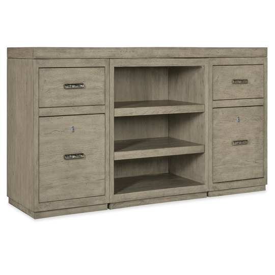 Linville Falls 84" Credenza with Two Files and Open Desk Cabinet - 84"W x 30"H x 24"D