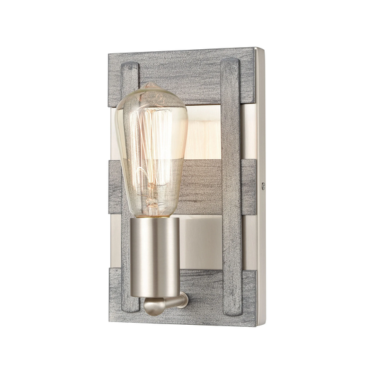 Brigantine 1-Light vanity light in Weathered Driftwood / Satin Nickel