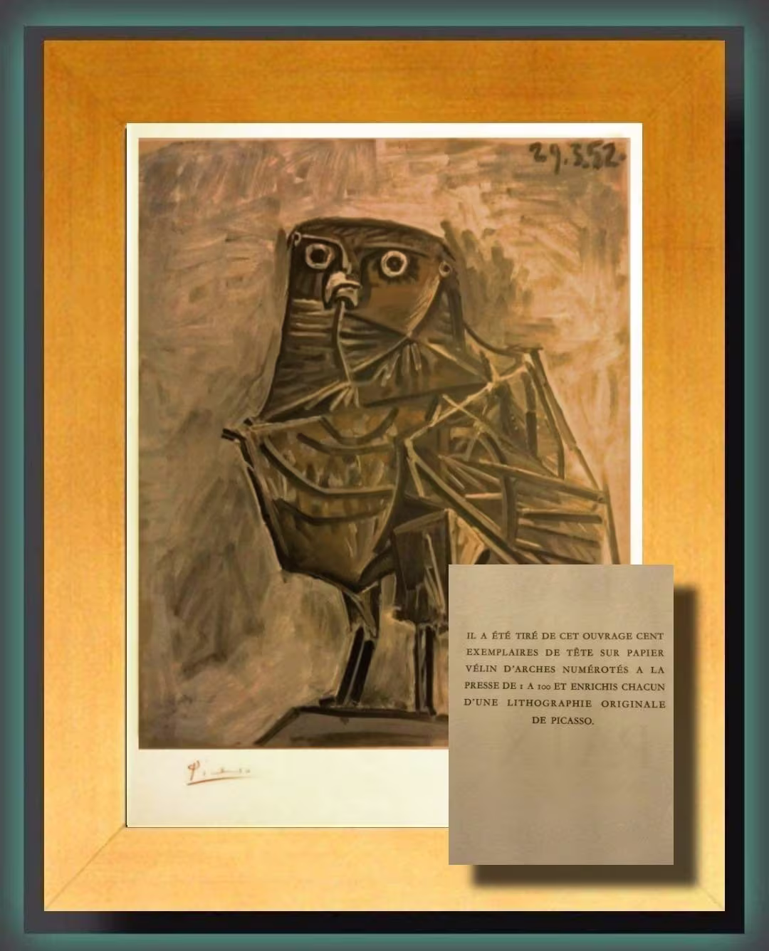 Picasso, Pablo. 1954 Original Pencil Signed Lithograph On Velin D'arches, Limited Edition Of 100. Gallery Coa