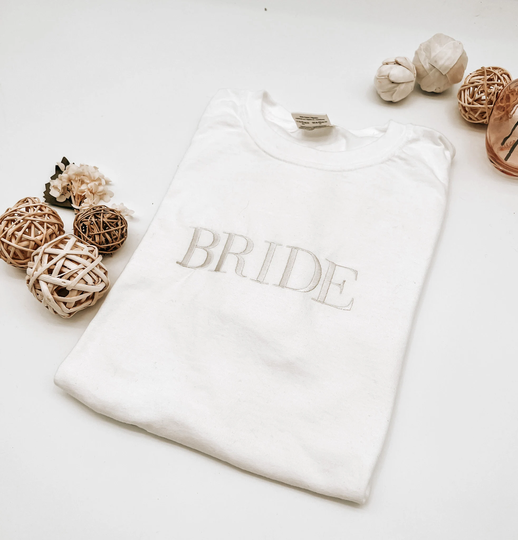 Embroidered Custom Comfort Colors® Bride Shirt | Bride Babe Shirts, Bridal Tee Squad, Future Mrs, Married Fiance