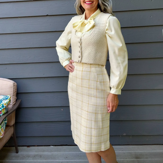 1950's 1960's Woven Pencil Skirt Deadstock S | D9