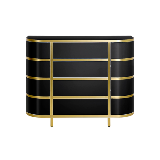 Modern Sideboard High Gloss Black Cabinet Luxury Dresser Black Storage Bedroom Contemporary