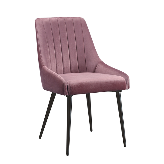 Post-Modern Style Mid-Century Modern Elegant Side Chair with Black Tapered Legs and Channel-Tufted Backrests