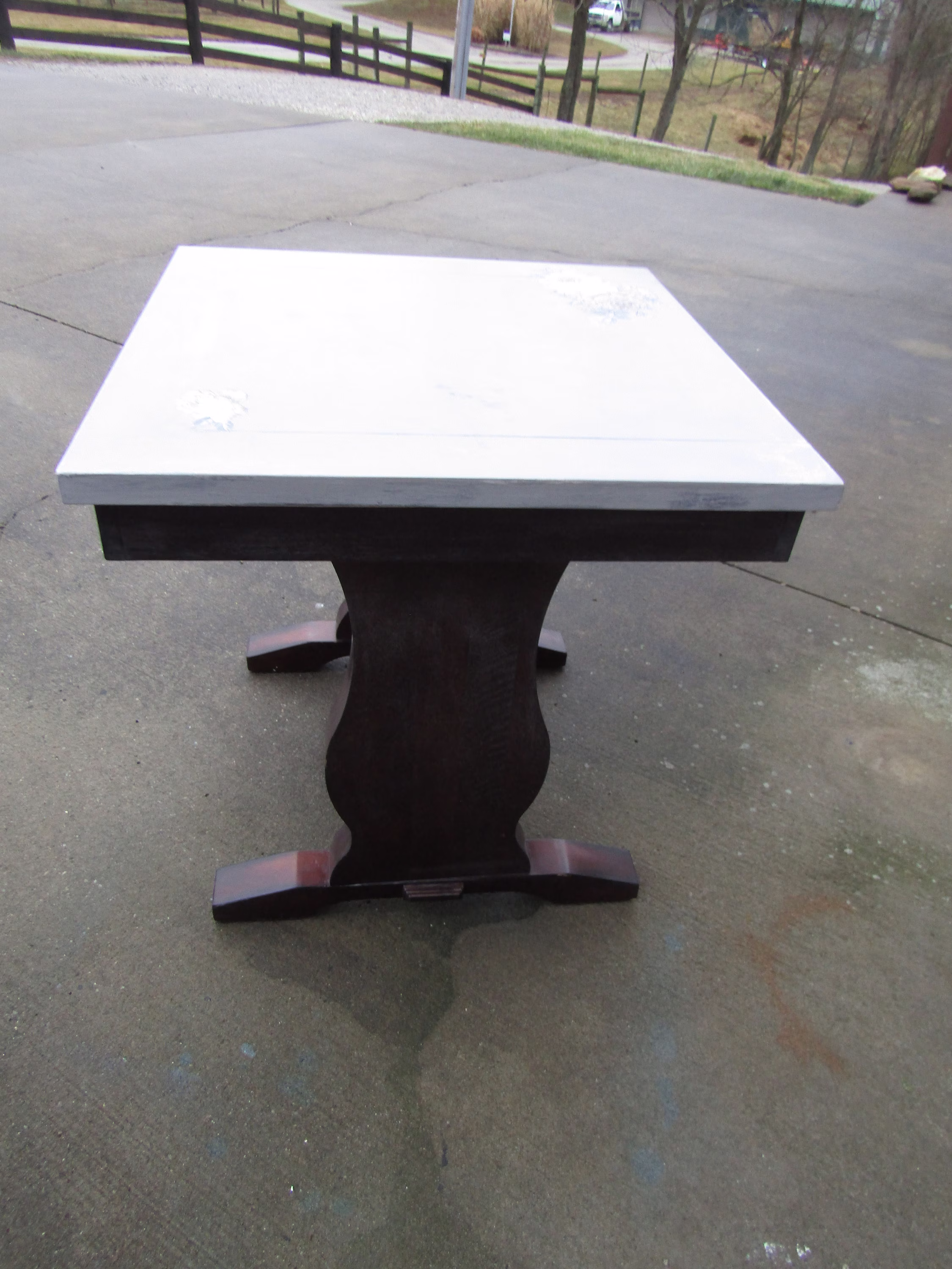 Hand Painted Wood Table, Art Deco Table