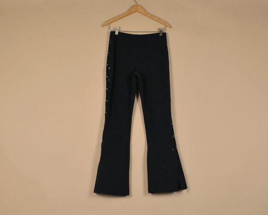90S/Y2K Black Split Flare Pants