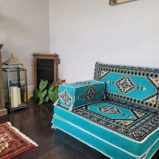 8" Thickness Arabic Sofa Floor Seating Set, Double Couch, Pallet Sofa, Cushion, Turkish Majlis, Sofas