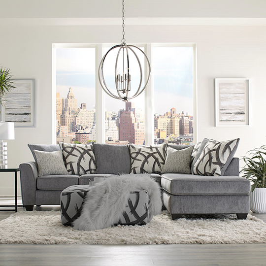 Roundhill Furniture Montero Contemporary L-shape Gray Fabric Sectional Sofa