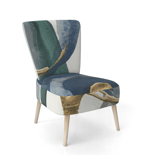 Designart 'Mettalic Indigo and Gold I' Upholstered Glam Accent Chair
