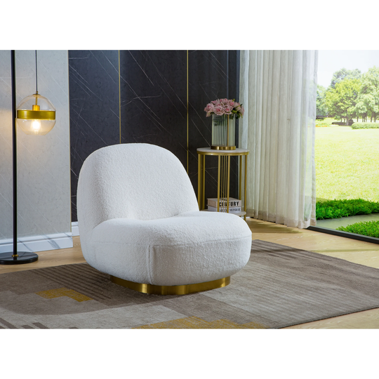 Modern Velvet Swivel Accent Chair, Swivel Barrel Chair with Gold Finish Stainless Steel Base