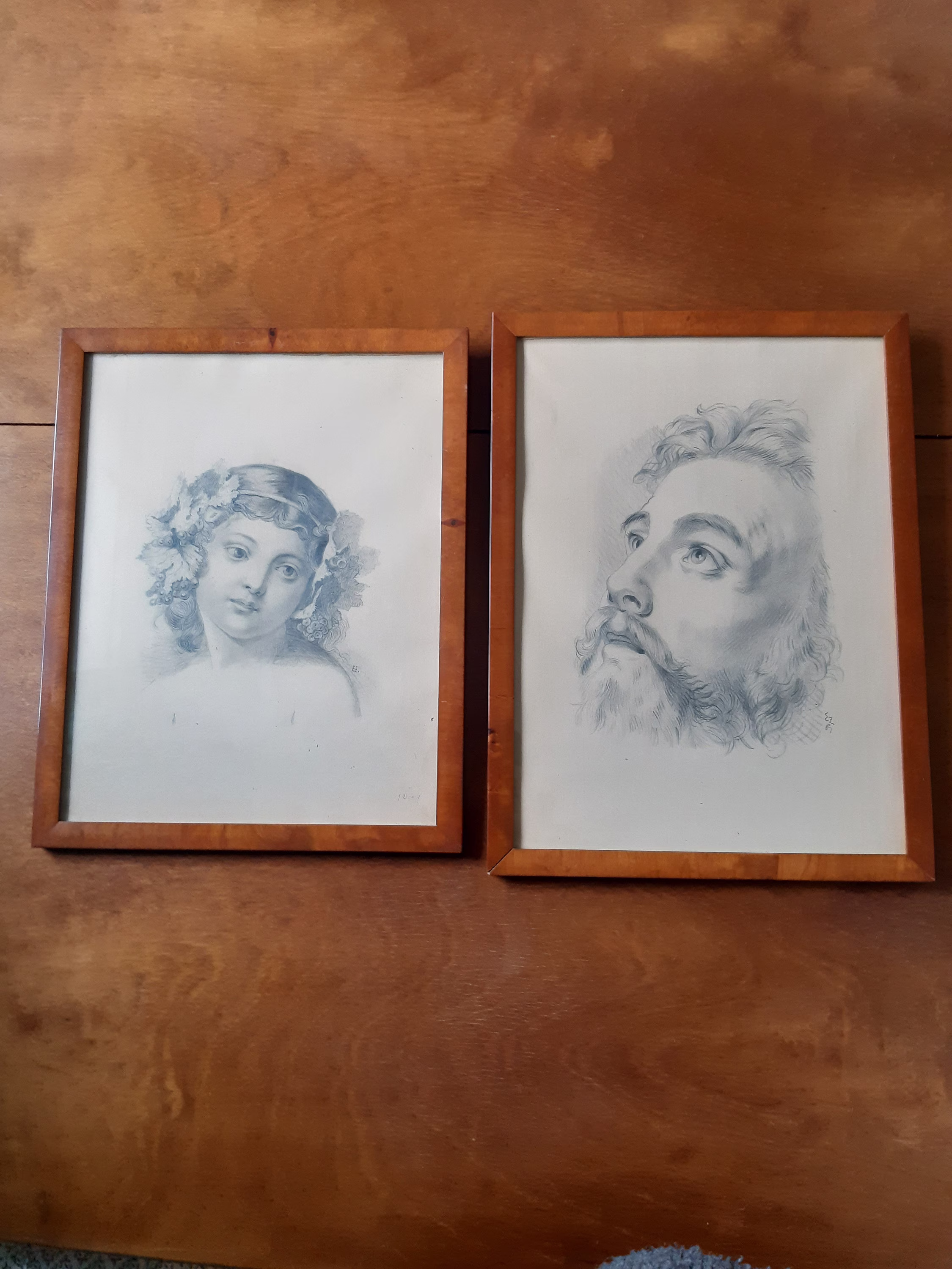 2 Signed European School, 19Th Century Pencil Drawing. Probably French