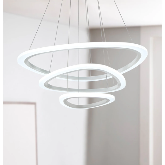Modern White 3-Light Ring Shape Unique 3-Tier LED Pendant Light