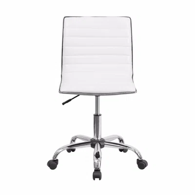 Contemporary Leather Mid-back Office Chair,swivel,dual Wheel Casters,seat Height Adjustment,white