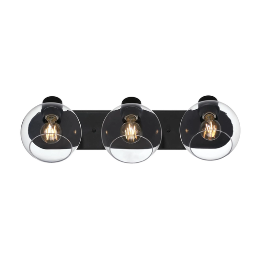 Westinghouse Lighting Hyson Three Light Wall Fixture, Matte Black Finish, Clear Glass - 3-Light
