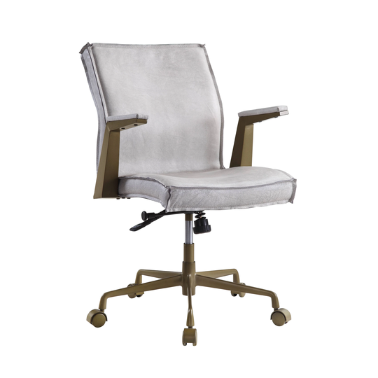 ACME Attica Executive Office Chair in Vintage White Top Grain Leather