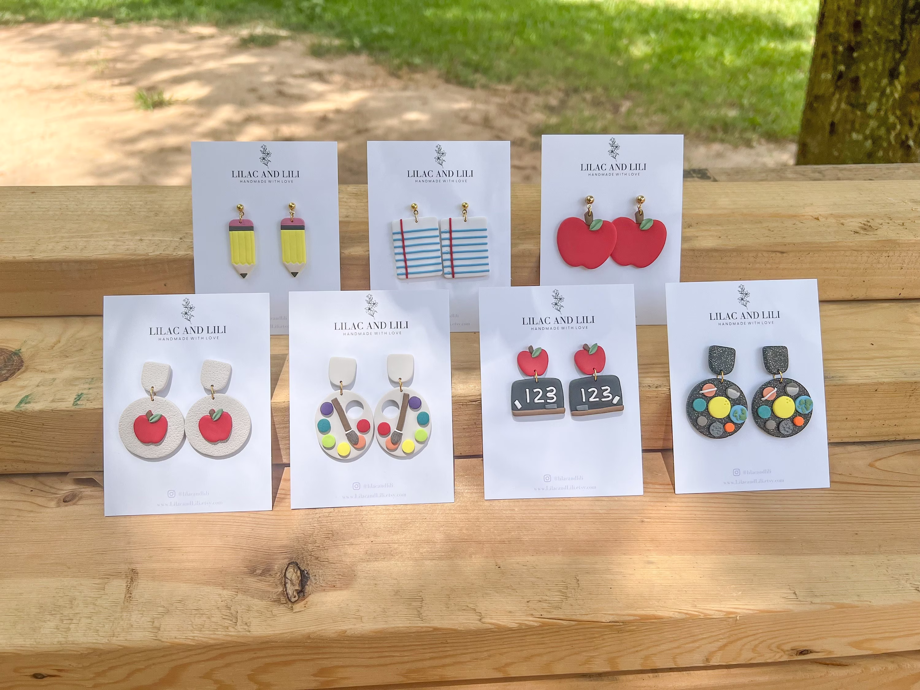 Back To School Earrings| Clay Teacher Appreciation| Gift Apple Dangle Pencil Earrings