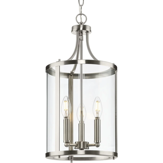 Gilliam Collection Three-Light Brushed Nickel New Traditional Hall & Foyer - 10 in x 10 in x 20.75 in