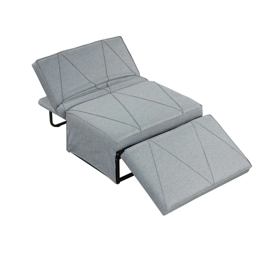 4-in-1 Folding Gray Ottoman Sofa Bed with Adjustable Backrest - 38.58''*25.56''*16.93"