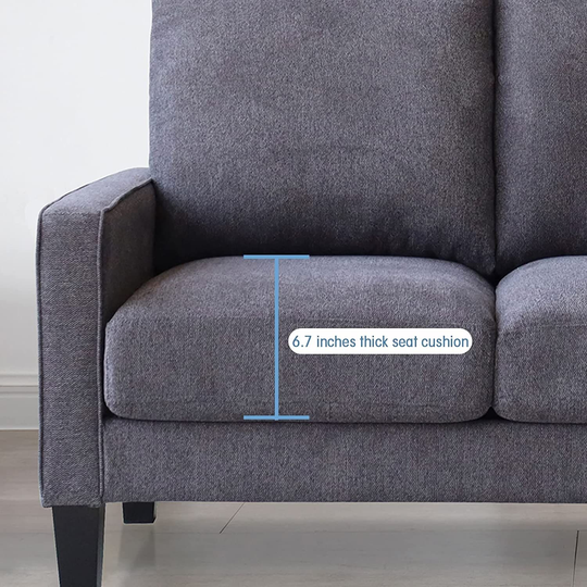 3 Seater Sofa Home, Modern Living Room Furniture Sofa in Dark Grey Fabric