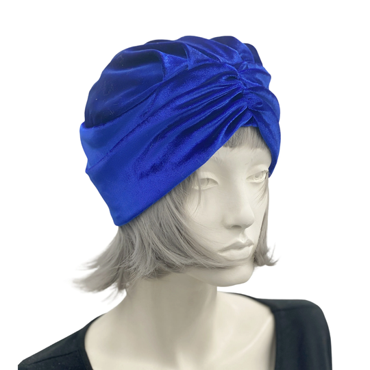 Blue Velvet Turban, Size Medium, Ready To Ship, Chemo Hats For Women, Royal Blue, Headwear, Best Friend Gifts, Get Well Soon