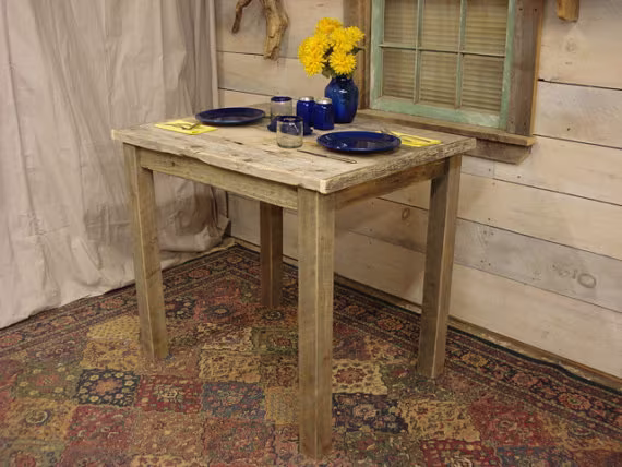 Driftwood Table, Beach House Cottage Table, Counter Height, Sturdy, Farmhouse | 27" X 22"X 30 - 40" High | Pictured Is 28" H