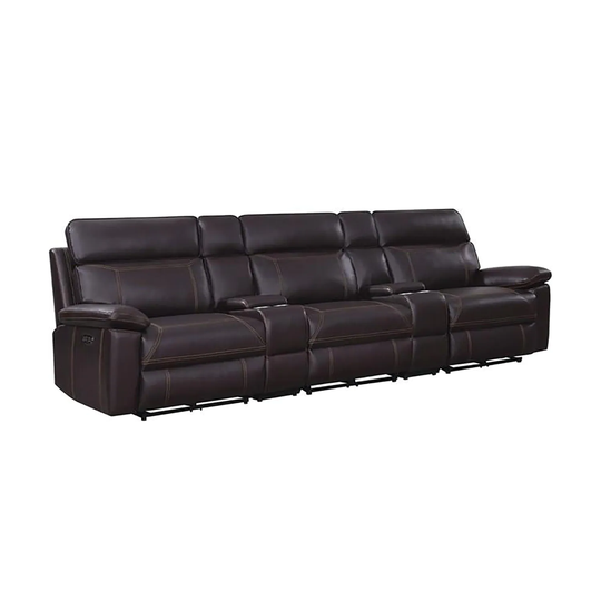 Breathable Leatherette Power Sofa in Brown
