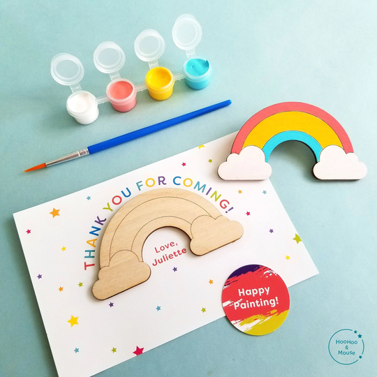 Rainbow Party Favor Paint Kit, Rainbow Goodie Bag, Personalized Kid Birthday Favors, Diy Wood Magnet, School Giveaways, Art Favors
