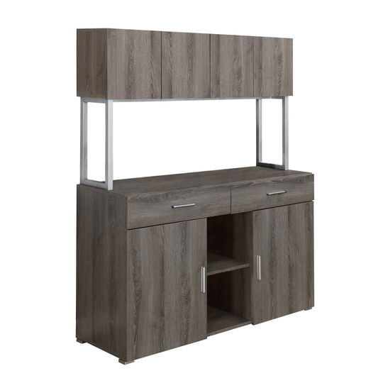 Offex 48"L Reclaimed Wood Office Storage Credenza Cabinet, Dark Taupe