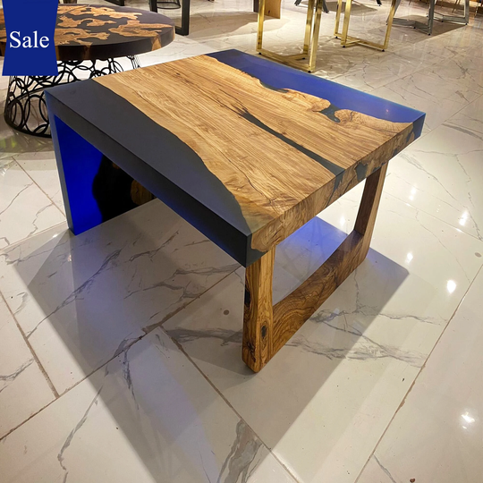 Made To Order Waterfall Resin Coffee Table | Walnut Woof Centre Epoxy Living Room End