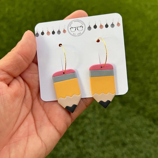 Back To School Pencil Earrings, Clay Teacher Gift For Teacher, One Of A Kind Gift, Dangles, Gifts