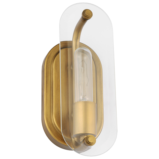 Teton 1 Light Vanity Medium Base 60 Watt Natural Brass Finish Clear Beveled Glass - Natural Brass