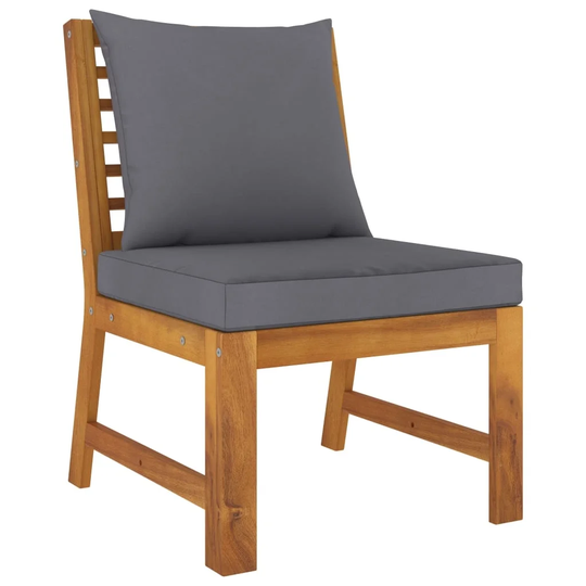Sectional Middle Sofa with Dark Gray Cushion Solid Acacia Wood
