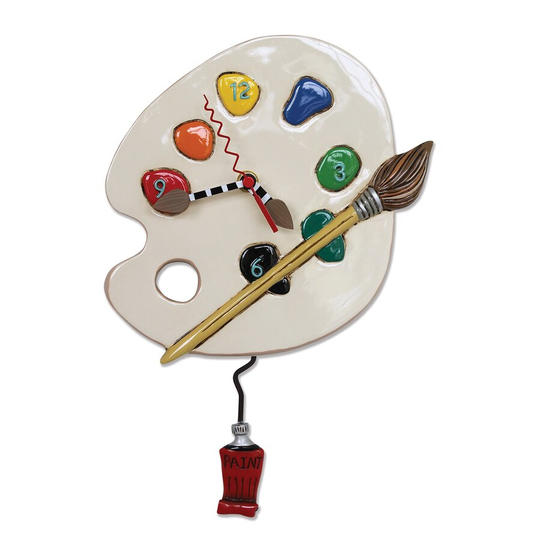 Allen Designs Art Time Painter's Color Palette Pendulum Wall Clock - 13 X 8.5 X 2.5 inches