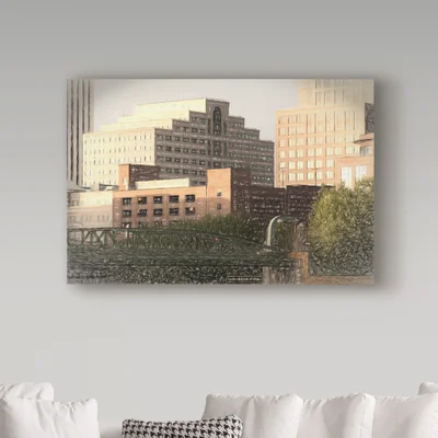 'City of Shapes Pencil Sketch' Vintage Advertisement on Wrapped Canvas