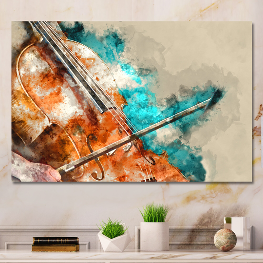 Designart 'Modern Energetic Color Violin' Modern Canvas Art Print
