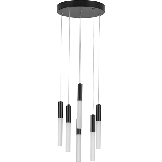 Kylo LED Collection 6-Light Matte Black Frosted Glass LED Modern Pendant Hanging Light - 7.480" x 15.750" x 15.750"
