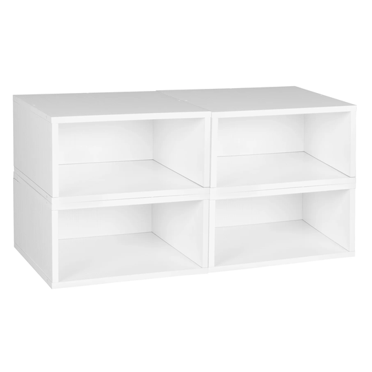 Noble Connect Storage Set- 4 Half Size Cubes- White Wood Grain