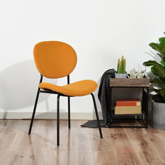Frost Velvet Dining Chair(Set Of 4) In Black Paintting Round Steel Tube