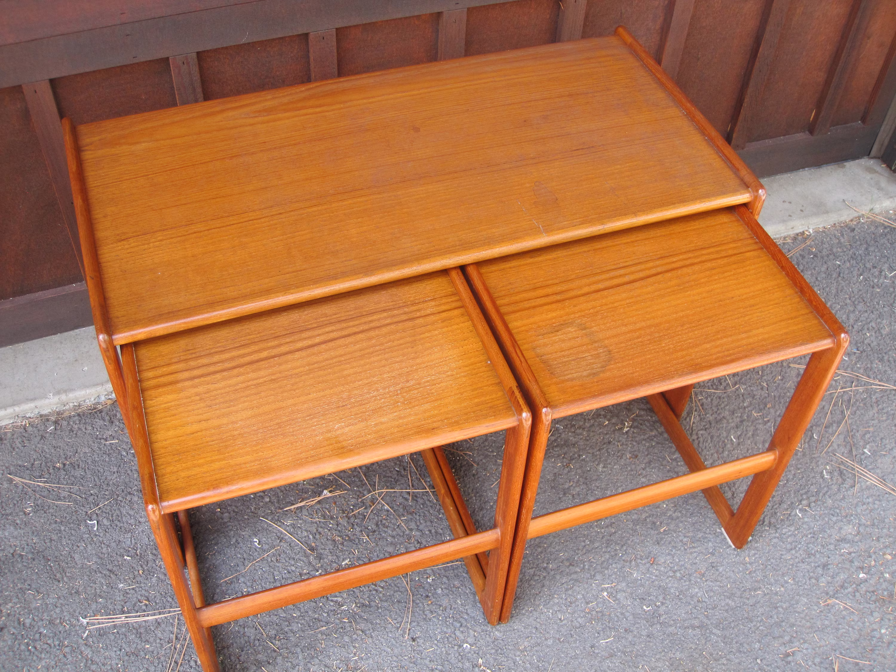 1960S Teak Stacking Tables Danish Modern Nesting Table Set Of 3 Denmark Mid Century Arne Hovmand Olsen Nested