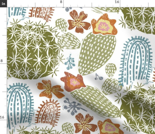 Cactus Garden Fabric By The Yard | Block Print Desert To Order