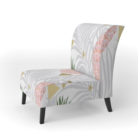 Designart 'Pineappple On Tropical Leaves' Upholstered Mid-Century Accent Chair